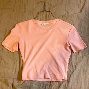 Zara Pink Short Sleeve Crop Top